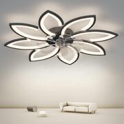 Modern Ceiling Light Fan, Low Profile, 6 Wind Speed, 3 Color (90Cm, Black)