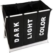 3 In 1 Large 135L Laundry Clothes Hamper Basket With Waterproof Bags(Black)