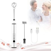 Silver Rechargeable Electric Milk Frother Handheld (3 Speeds)