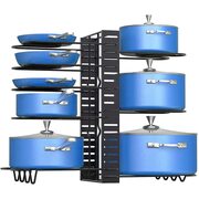 8 Pots and Pans Holder Adjustable Organizer Under Cabinet Upgraded Version