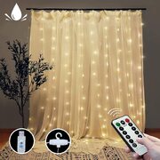 300 Leds Curtain Fairy Lights With Remote Control (Warm White)