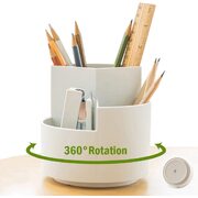 White 360° Rotating Pen Holder With 3 Layers For Desk Organization