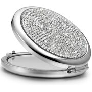 Mini Small Diamond 1X/2X Magnifying Round Metal Pocket Makeup Mirror