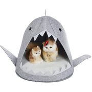 Shark Shape Pet Cave Bed for Cats andSmall Dogs Light Grey