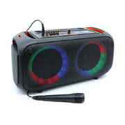 Precision Audio Dual 6.5" Portable Karaoke Bluetooth Party Speaker Led Lights Wired Microphone
