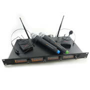 4 Channel Uhf Wireless Microphone System Rack Mountable Lcd Display