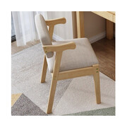 Solid Timber Z Shape Dining Chair (Set of 2)/Pinewood/Cotton and Linen