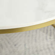 Caitlin Modern Nesting Coffee Table Set Matte Golden Frame/Steel Legs/Ceramic