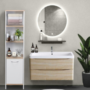 Alto Bathroom Tallboy Narrow High Cabinet With 1 Doors/3 Shelves - Oak/White