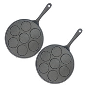 2X 23Cm Cast Iron Takoyaki Fry Pan Octopus Balls Maker 7 Hole Cavities Grill Mold