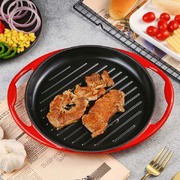 Enamel Porcelain 26Cm Cast Iron Frying Pan Skillet Non-Stick Coating Steak Sizzle Platter
