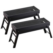 2X 60Cm Portable Folding Thick Box-Type Charcoal Grill For Outdoor Bbq Camping