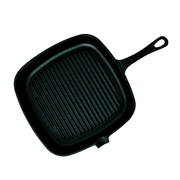23.5Cm Square Ribbed Cast Iron Frying Pan Skillet Steak Sizzle Platter With Handle