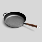 2X 29Cm Round Cast Iron Frying Pan Skillet Steak Sizzle Platter With Helper Handle
