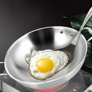 2X 3-Ply 42Cm Stainless Steel Double Handle Wok Frying Fry Pan Skillet With Lid