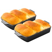 2X 33Cm Cast Iron Rectangle Bread Cake Baking Dish Lasagna Roasting Pan