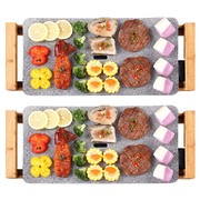 2X Electric Ceramic Bbq Grill Non-Stick Surface Hot Plate For Indoor & Outdoor Stone