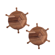 2X 6 Pcs Brown Round Divisible Wood Pizza Server Food Plate Board Pizza Paddle Cutting Board Home Decor