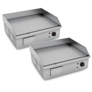 2X Electric Stainless Steel Ribbed Griddle Commercial Grill Bbq Hot Plate