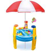 Outdoor sand and water table toy with umbrella (28 pcs accessories)