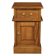 Tasmania 1 Solid Door 1 Drawer Bedside (Light Pecan)