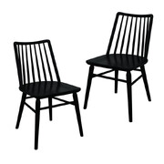 Modern Solid Oak Dining Chair - Set of 2 (Black)