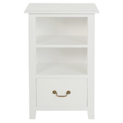 1 Drawer Solid Mahogany Timber Lamp Table (White)