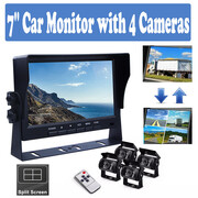 4-Channel 7" Screen Monitor With Reversing Camera Kit For Truck, Trailer, Bus