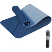 Yoga Mat Exercise Workout Mats Fitnessm Mat For Home Workout Home Gym Extra Thick Large Dark Blue & Sky Blue6Mm