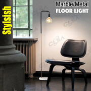 2 x Led Floor Light With Marble Base and Metal Matt Black and Copper Plating LED