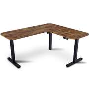 Standing Desk Corner Electric Height Adjustable Sit Stand Walnut Desktop Black Frame