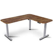 Standing Desk Corner Electric Height Adjustable Sit Stand Walnut Desktop Silver Frame