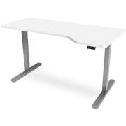L Shape Standing Desk Electric Height Adjustable Sit Stand Right Hand White Desktop Silver Frame