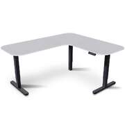 Standing Desk Corner Electric Height Adjustable Sit Stand White Desktop Black Frame