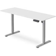 Standing Desk Electric Height Adjustable Sit Stand White Desktop Silver Frame
