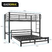 Single Loft Bed And Double Underbed, Matte Dark Grey - Stylish