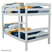 Single Bunk Bed Frame Solid Pine 2-In-1 Modular Design White Slat