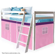 Wooden Kids Single Loft Bed Frame - Hiding Space Underneath With