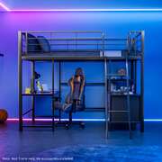 Gaming Loft Bed with Desk and Storage Cabinet, Steel Metal Frame