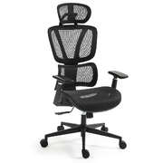 Fortia Ergonomic Office Desk Chair, Headrest, Armrest and Recline, Black Mesh/Black Frame