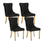 Elegant Velvet Dining Chairs with Golden Metal Legs in Black