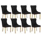 8X Velvet Dining Chairs With Golden Metal Legs-Black