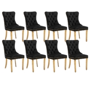 Elegant Velvet Dining Chairs with Golden Metal Legs in Black 8x