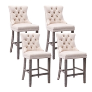 Elegance Redefined: 4X Velvet Bar Stools with Studs Trim