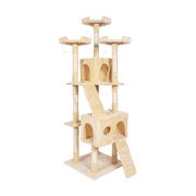 170Cm Plush Cat Condo Cat Tree Beige