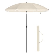 Beach Umbrella Portable Octagonal Polyester Canopy Beige