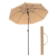 Beach Umbrella Portable Octagonal Polyester Canopy Taupe