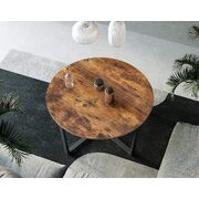 Round Coffee Table Rustic Brown and Black LCT88X