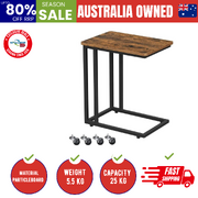 End Table Side Table Coffee Table With Steel Frame And Castors Rustic Brown And Black