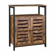 Standing Cabinet Storage Accent Side with Shelf Cupboard with Louvred Doors Rustic Brown